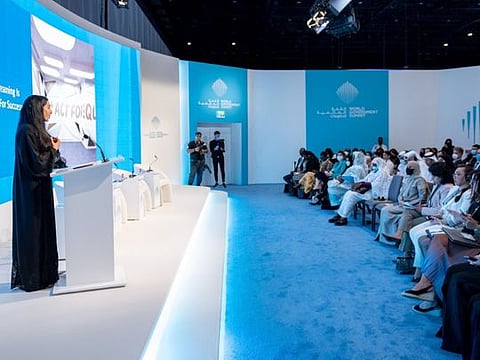 Hind Alowais addresses a session titled ‘Learnings from the Women’s Pavilion: 5 Key Takeaways’ at Expo 2020 Dubai on Monday. 
