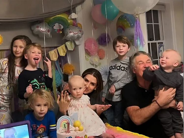 Alec and Hilaria Baldwin with their kids