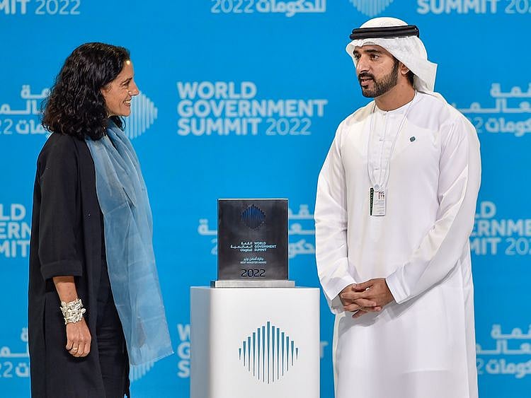Sheikh Hamdan and Azucena María Arbeleche, Uruguay's Minister of Economy and Finance