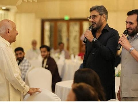 TV Actor, Adnan Siddiqui, and non-profit Green Cresent Trust (GCT) CEO, Zahid Saeed, collect donations to enroll out-of-school children in Sindh at GCT's fundraiser. 