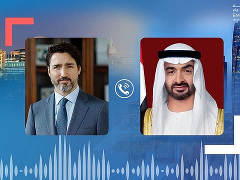 His Highness Sheikh Mohamed bin Zayed Al Nahyan today received a telephone call from Justin Trudeau.
