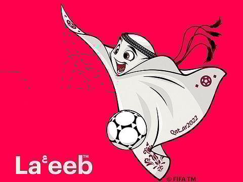 This handout picture shows La'eeb the official mascot for the FIFA World Cup Qatar 2022. 