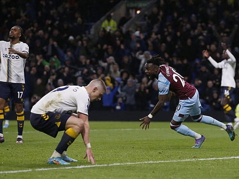 Burnley's Maxwel Cornet celebrates scoring their winning goal against Everton.