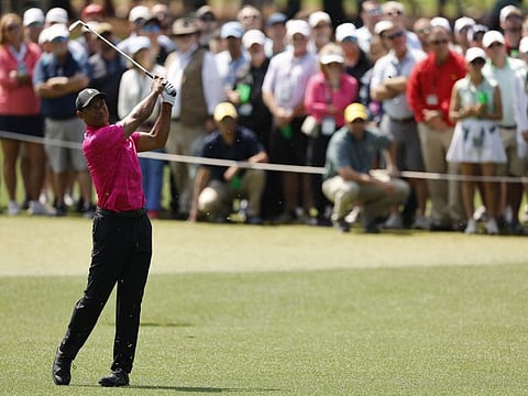 Tiger Woods of the US plays his shot during the first round of The Masters at Augusta National Golf Club in Georgia on Thursday.