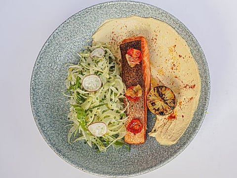 Grilled salmon with marinated fennel recipe for one person