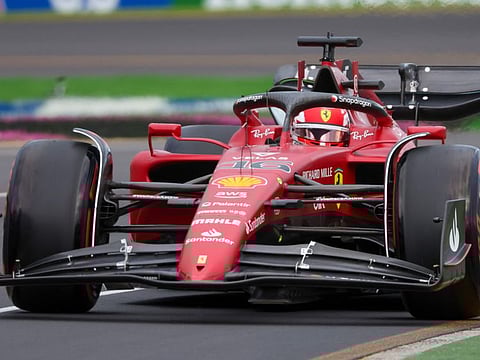 Ferrari driver Charles Leclerc of Monaco steers his car during the second practice session for the Australian Formula One Grand Prix in Melbourne, Australia.