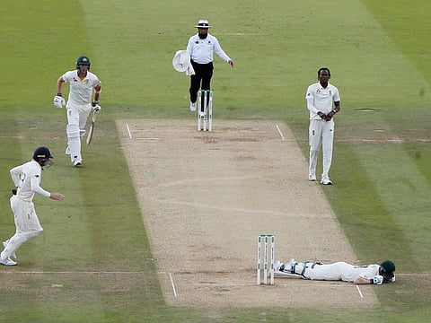 Steve Smith felled by a Jofra Archer bouncer at Lord's in 2019. 