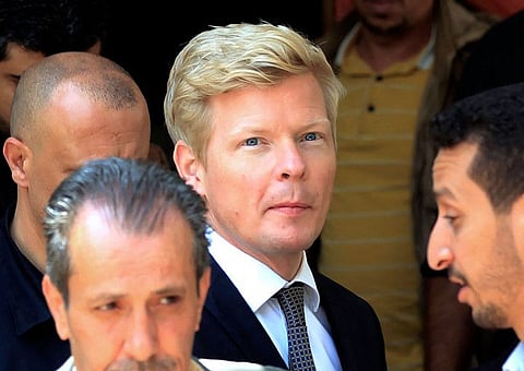 UN special envoy Hans Grundberg looks on after arriving at Sanaa International in the Yemeni capital, on April 11, 2022. Grundberg started his visit  following an April 2 ceasefire.