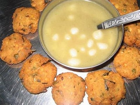 Maharashtrian moongori or rice dumplings in sweetened coconut milk
