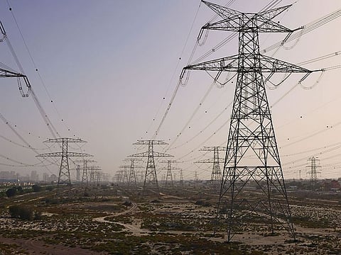 DEWA electricity transmission lines in Dubai. 