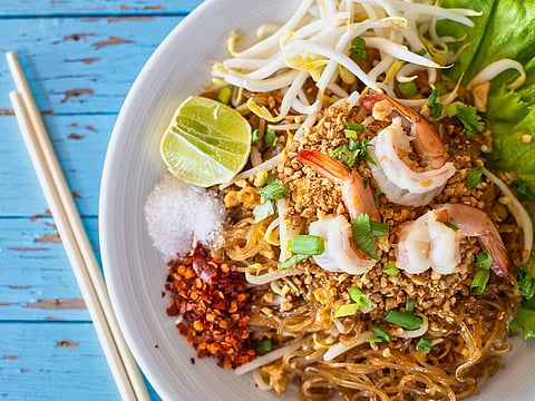 Celebrate Songkran or Thailand's traditional New Year with four Thai recipes. Image for Pad Thai noodles for reference only. 