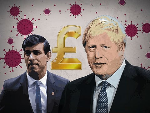 Britain's Prime Minister Boris Johnson and Britain's Chancellor of the Exchequer Rishi Sunak