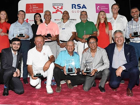 The winners of the 2021-2022 UAE Senior Champions Tour, which came to a close on Wednesday at Emirates Golf Club with the Grand Final played over the Faldo Course.