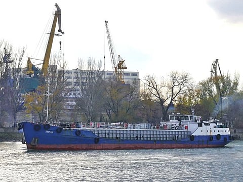The merchant fuel ship which sank off the coast of Gabes in Tunisia on April 15, 2022 is seen this handout picture taken in Rostov-on-Don, Russia.