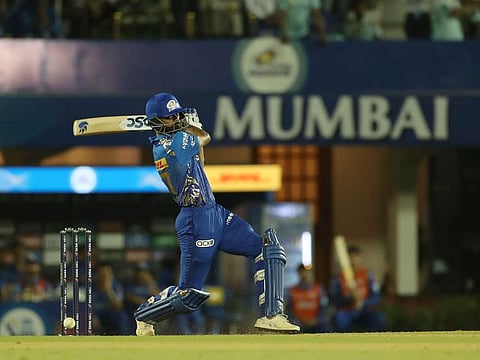 Jaydev Unadkat of Mumbai Indians in action during match 26 of the TATA Indian Premier League 2022 (IPL season 15) against Lucknow Super Giants at the Brabourne Stadium (CCI) in Mumbai.