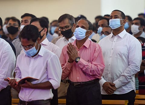 Christians during Easter Service at The Mar Thoma Parish Church in Jebel Ali, Dubai 