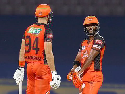 Double act... Aiden Markram and Nicholas Pooran helped Sunrisers Hyderabad beat Punjab Kings at the DY Patil Stadium in Mumbai.