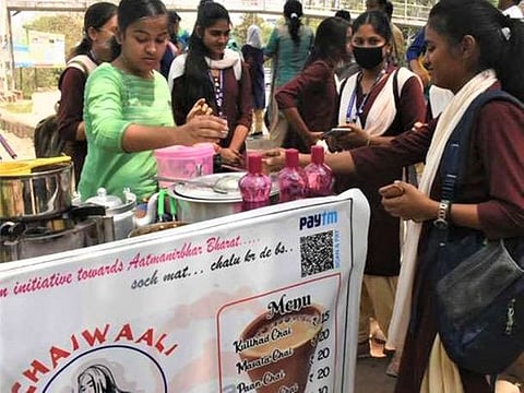 Priyanka Gupta busy with her work.