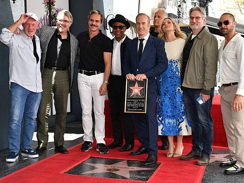 Bob Odenkirk poses with the cast and creators of "Better Call Saul" at his Hollywood Walk of Fame Star star unveiling ceremony in Hollywood, Los Angeles, California on April 18, 2022.