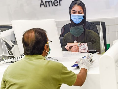 An official at an Amer centre which processes visa applications.