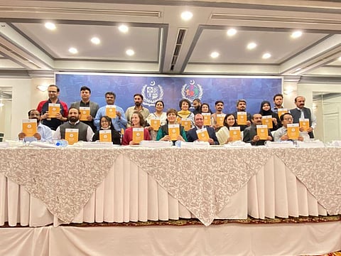 Stakeholders at the launching ceremony of a policy brief at a local hotel in islamabad. 