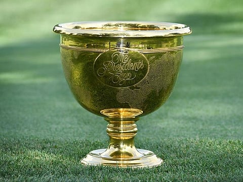 Up for grabs... The Presidents Cup is biennial match play event pitting 12 top American golfers against 12 golfers from the rest of the world outside of Europe since its inception in 1994. 