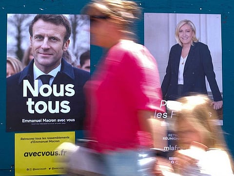 French citizens que to vote in the French presidential runoff election in Burbank, California on April 23, 2022. 