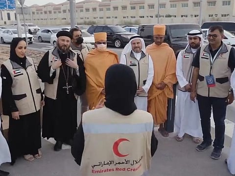 Screenshot of video showing the religious leaders at the iftar distribution event in Abu Dhabi 