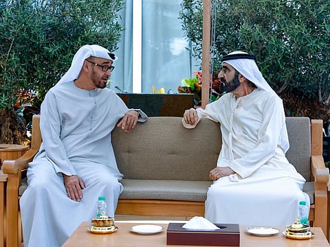 His Highness Sheikh Mohammed bin Rashid Al Maktoum [R], Vice President and Prime Minister of the UAE and Ruler of Dubai, today met with His Highness Sheikh Mohamed bin Zayed Al Nahyan [L], Crown Prince of Abu Dhabi and Deputy Supreme Commander of the UAE Armed Forces
