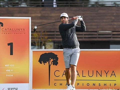 Adrian Otaegui, the Dubai-based Spanish golfer, during his practice round at Catalunya Championship.