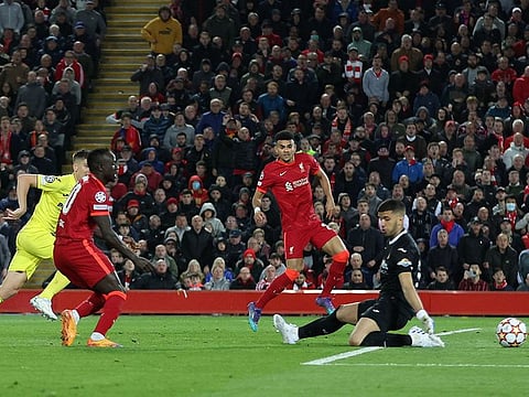 Liverpool's Sadio Mane scores their second goal.