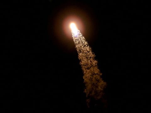 A SpaceX Falcon 9 rocket lifts off carrying three NASA astronauts and one ESA astronaut on a six-month expedition to the International Space Station, at Cape Canaveral, Florida, U.S. April 27, 2022.