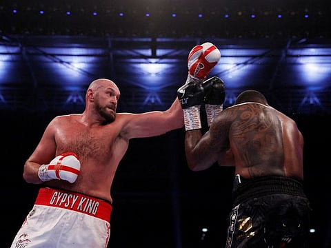 Tyson Fury in action against Dillian Whyte at Wembley Stadium. WBC heavyweight world champion Fury closed the door on a return to the ring.