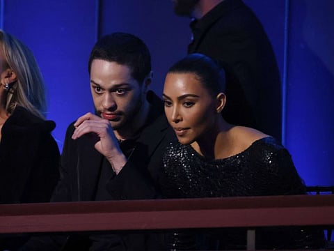 Pete Davidson and Kim Kardashian attend the 23rd Annual Mark Twain Prize For American Humor at The Kennedy Center on April 24, 2022 in Washington, DC.