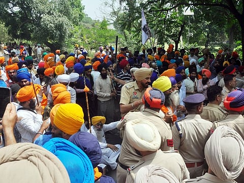 A clash erupted between two groups near Kali Devi Temple, in Patiala on Friday, April 29, 2022.