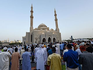 Archive image of Eid prayer at Al Noor mosque in Sharjah