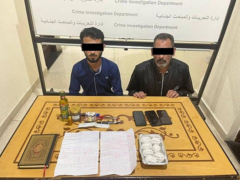 The two suspects of Arab nationality were arrested by Ajman Police while they were practising 'witchcraft'.  