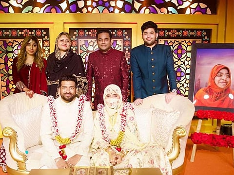 Rahman shared the picture from his daughter Khatija's wedding with Riyasdeen Shaik Mohamed