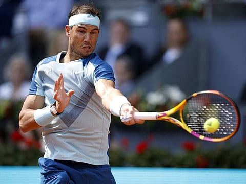 Spain's Rafael Nadal in action during his third round match against Belgium's David Goffin.