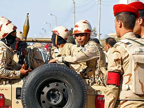  Military forces look on in North Sinai, Egypt.