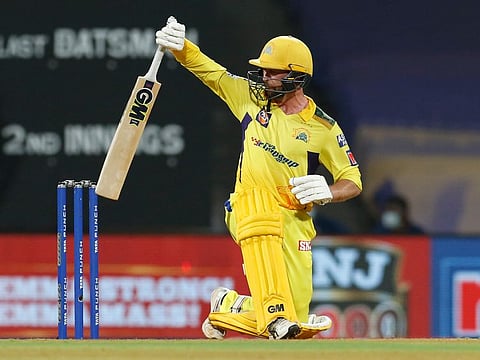 Devon Conway of the Chennai Superkings during match 55 of the TATA Indian Premier League 2022 (IPL season 15) against Delhi Capitals at the DY Patil Stadium in Mumbai.