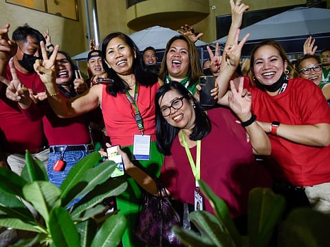 Marcos supporters sang ‘Bagong Lipunan’ (New Society) at Philippine Consulate General in Dubai during overseas voting for the elections