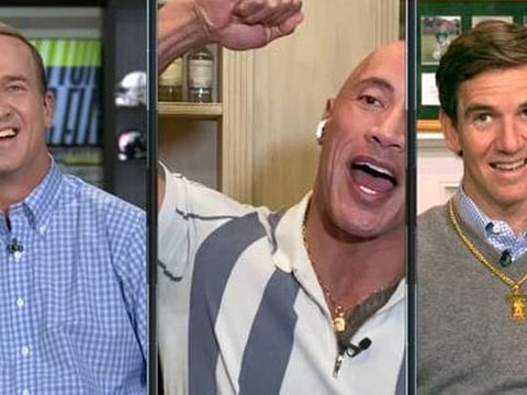 Golf will try it's own version of 'Manningcast,' which brings in celebrities like NFL icon Tom Brady (left), Dwayne Johnson 'The Rock' at the PGA Championship.