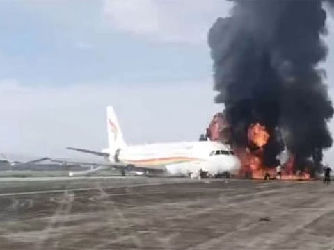  A screengrab from the video of the plane accident shared on social media.