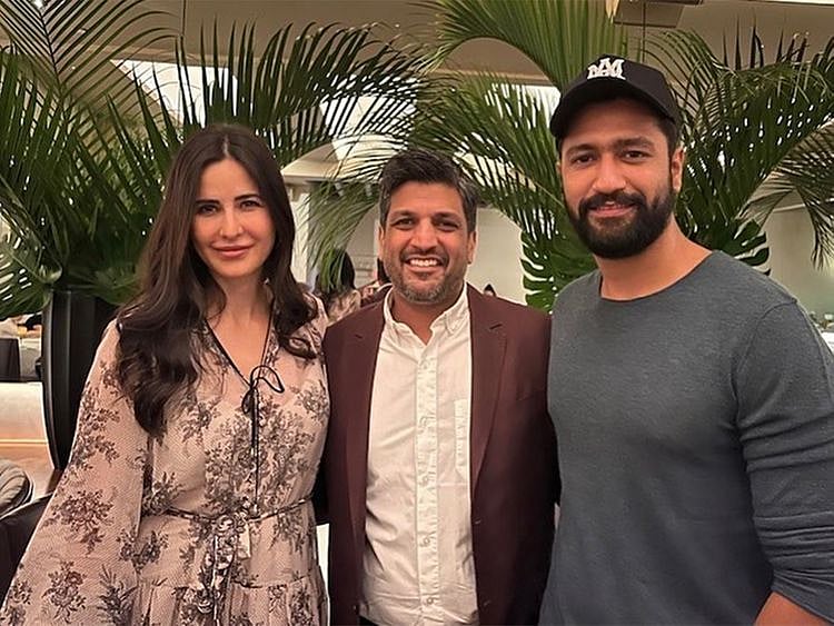Katrina Kaif and Vicky Kaushal with restaurateur Maneesh K Goyal