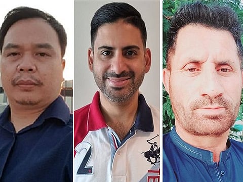 Shiroy (from left to right), Erasmo and Syed are the latest winners of Dh100,000 each in the Mahzooz Draw