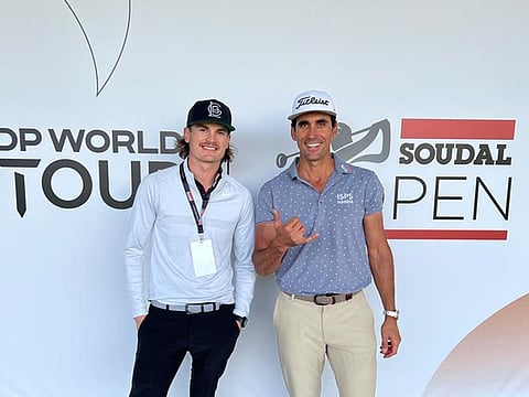 Rafa Cabrera Bello (right) with Canadian Instagram guru Mac Boucher on the sidelines of the Soudal Open on the DP World Tour in Belgium.