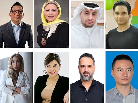 Foreigners living in the UAE have paid rich tributes for the late UAE President His Highness Sheikh Khalifa bin Zayed Al Nahyan. From top left, then bottom left: Rolly Brucales, Haydi El Lamey, Dr Mohamed Al Miqdady, Samir Kapoor, Diana Gerrard, Mariben Christine Eustaquio, Sherif Soliman, and Shuibo Wang 