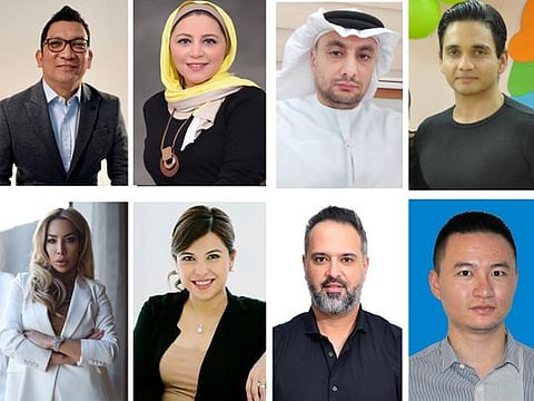 Foreigners living in the UAE have paid rich tributes for the late UAE President His Highness Sheikh Khalifa bin Zayed Al Nahyan. From top left, then bottom left: Rolly Brucales, Haydi El Lamey, Dr Mohamed Al Miqdady, Samir Kapoor, Diana Gerrard, Mariben Christine Eustaquio, Sherif Soliman, and Shuibo Wang 