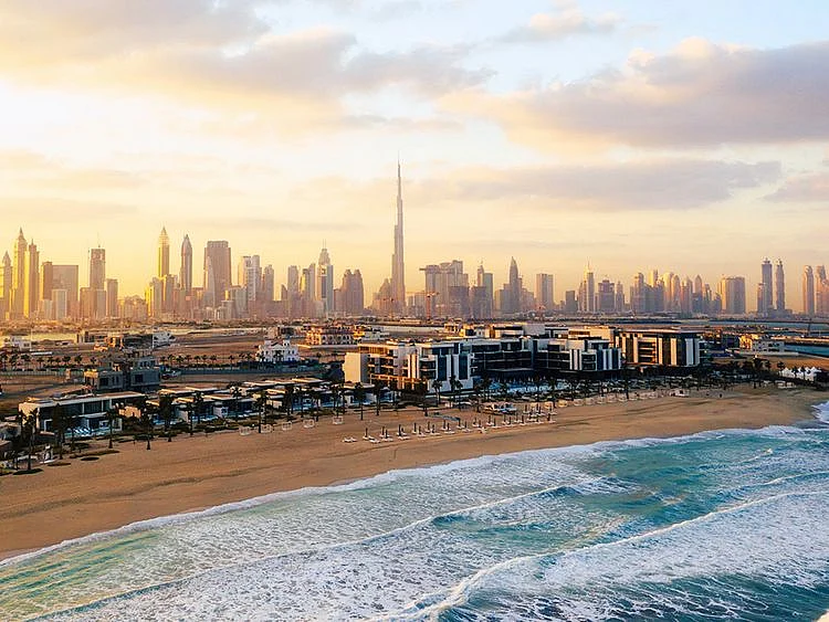 Stock Dubai skyline tourism hotel